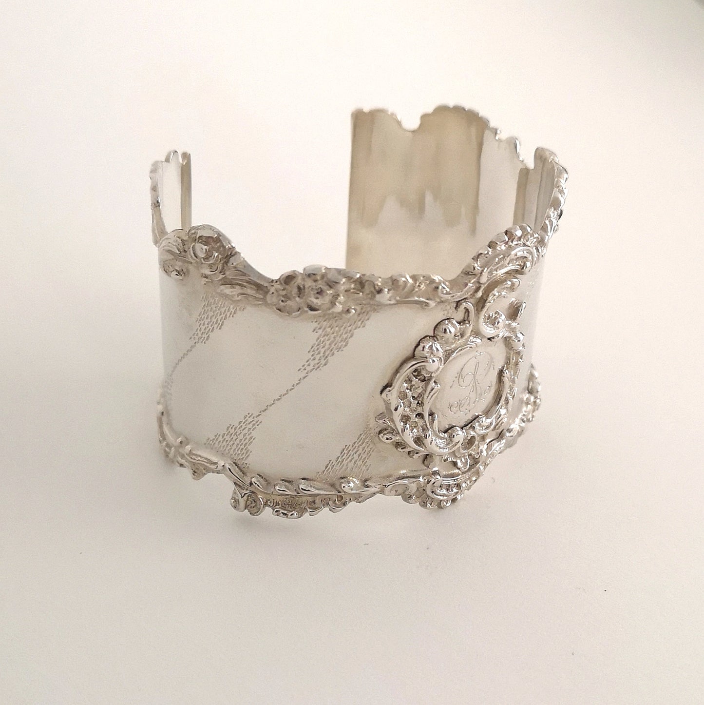 Vintage sterling silver bracelet - upcycled napkin 1897 ring
