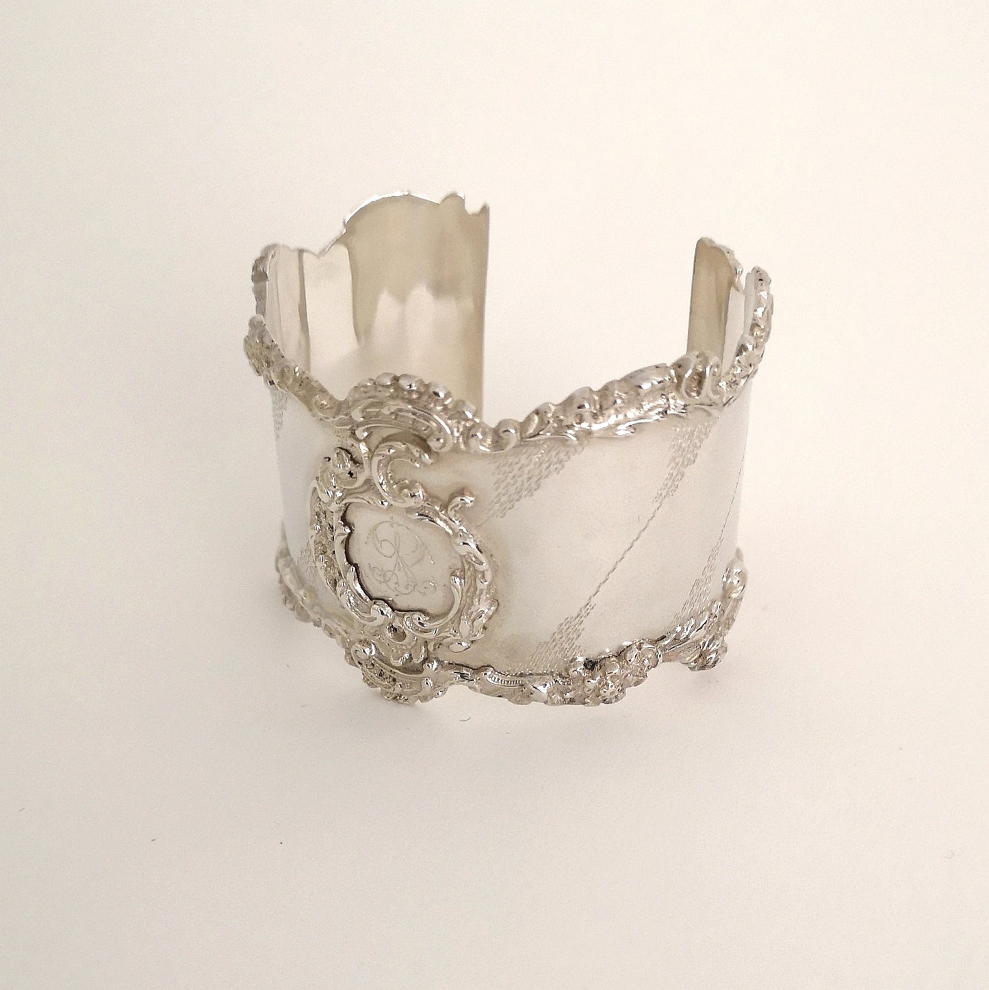 Vintage sterling silver bracelet - upcycled napkin 1897 ring