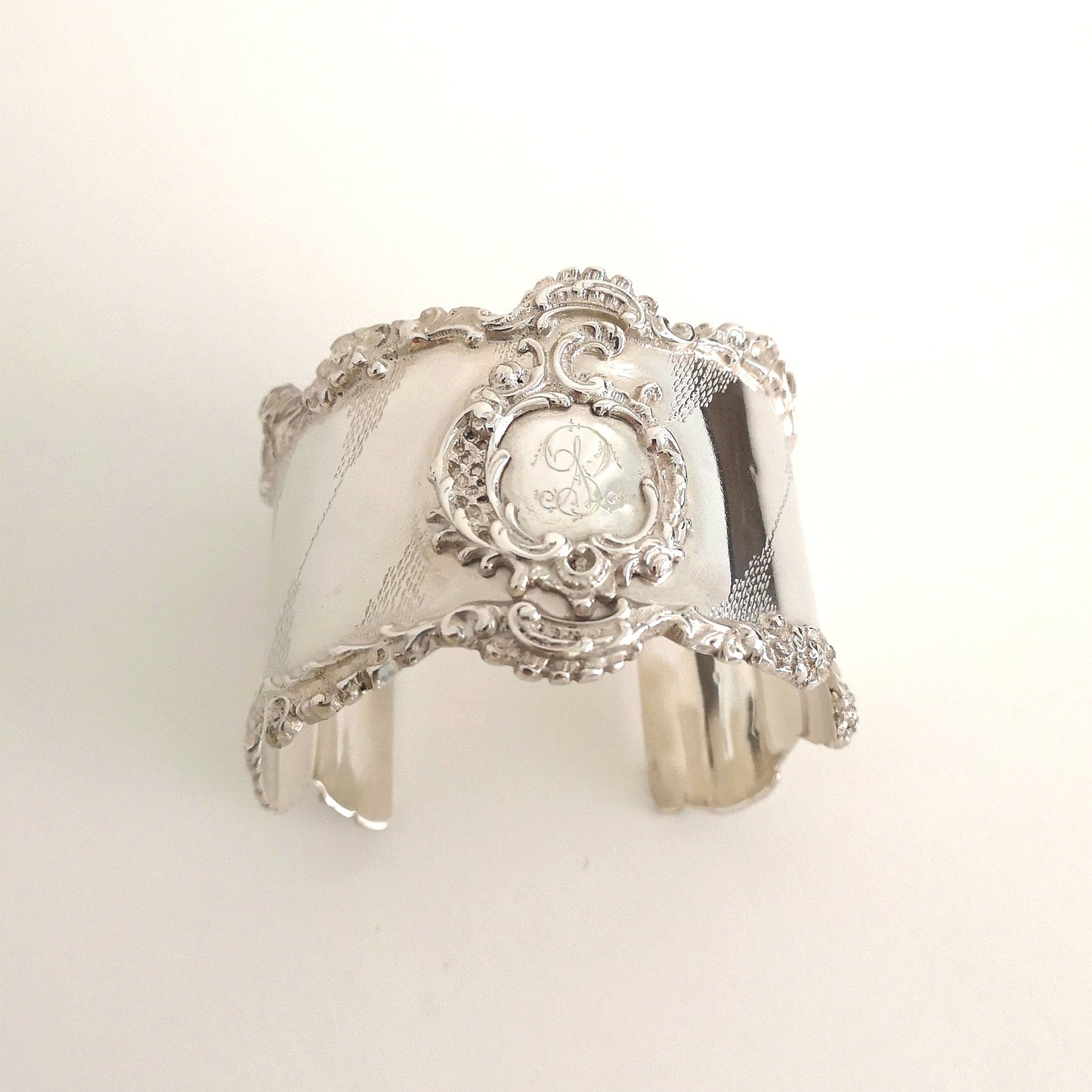 Vintage sterling silver bracelet - upcycled napkin 1897 ring
