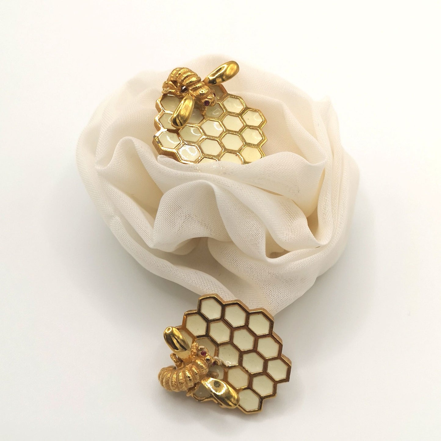 Rare Honeycomb earrings 1960 signed Boucher