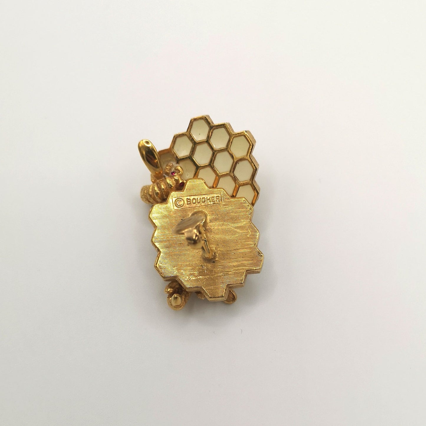 Rare Honeycomb earrings 1960 signed Boucher