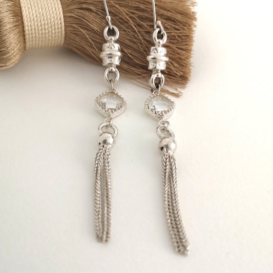 Sterling silver and cut rock crystal earrings "upcycled"